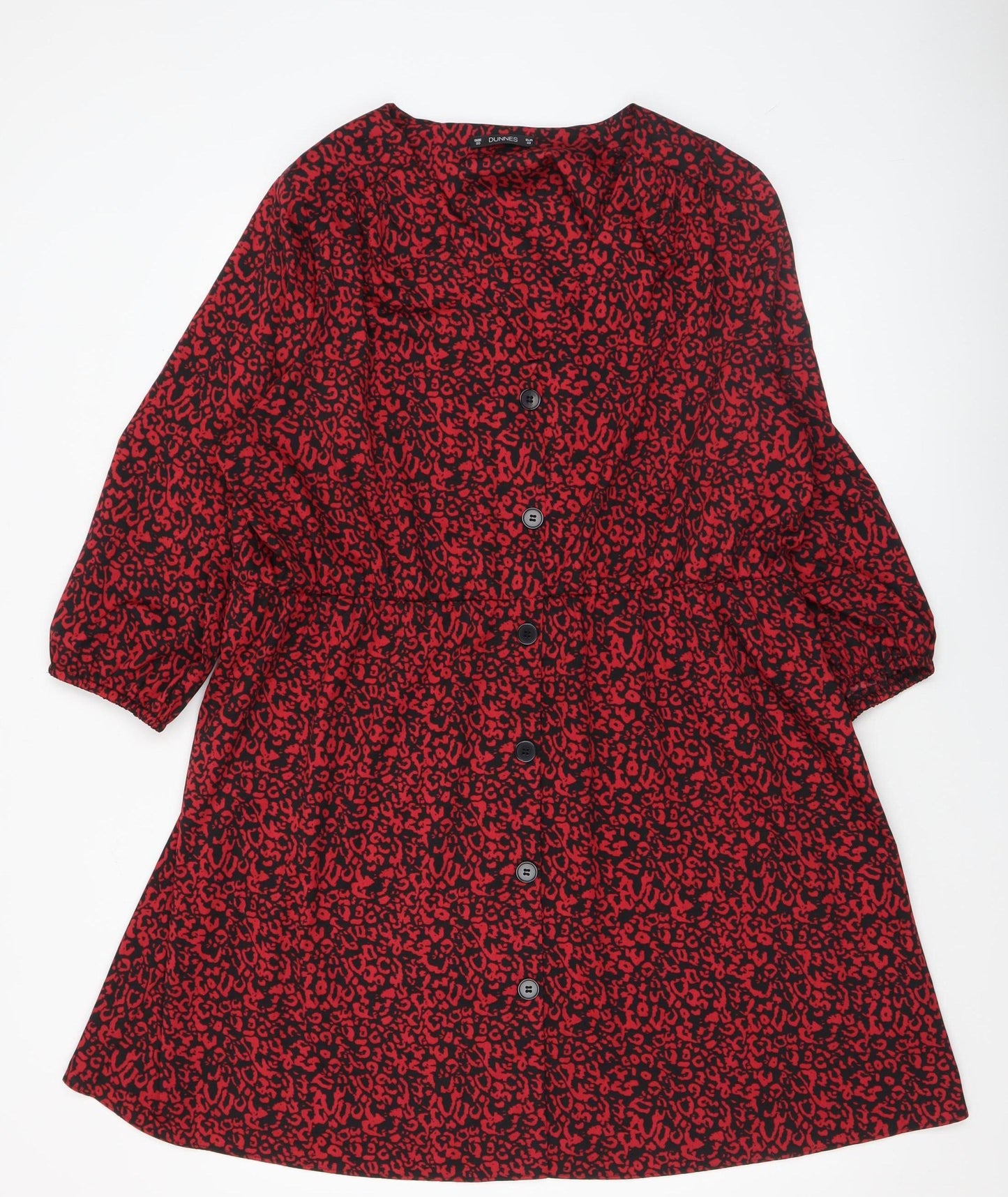 Dunnes Women Red Animal Print Button Front Shirt Dress Size 20