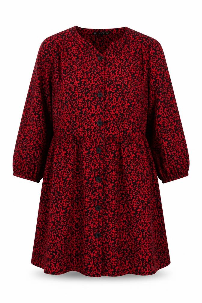 Dunnes Women Red Animal Print Button Front Shirt Dress Size 20