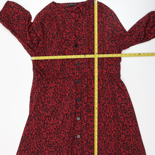 Dunnes Women Red Animal Print Button Front Shirt Dress Size 20