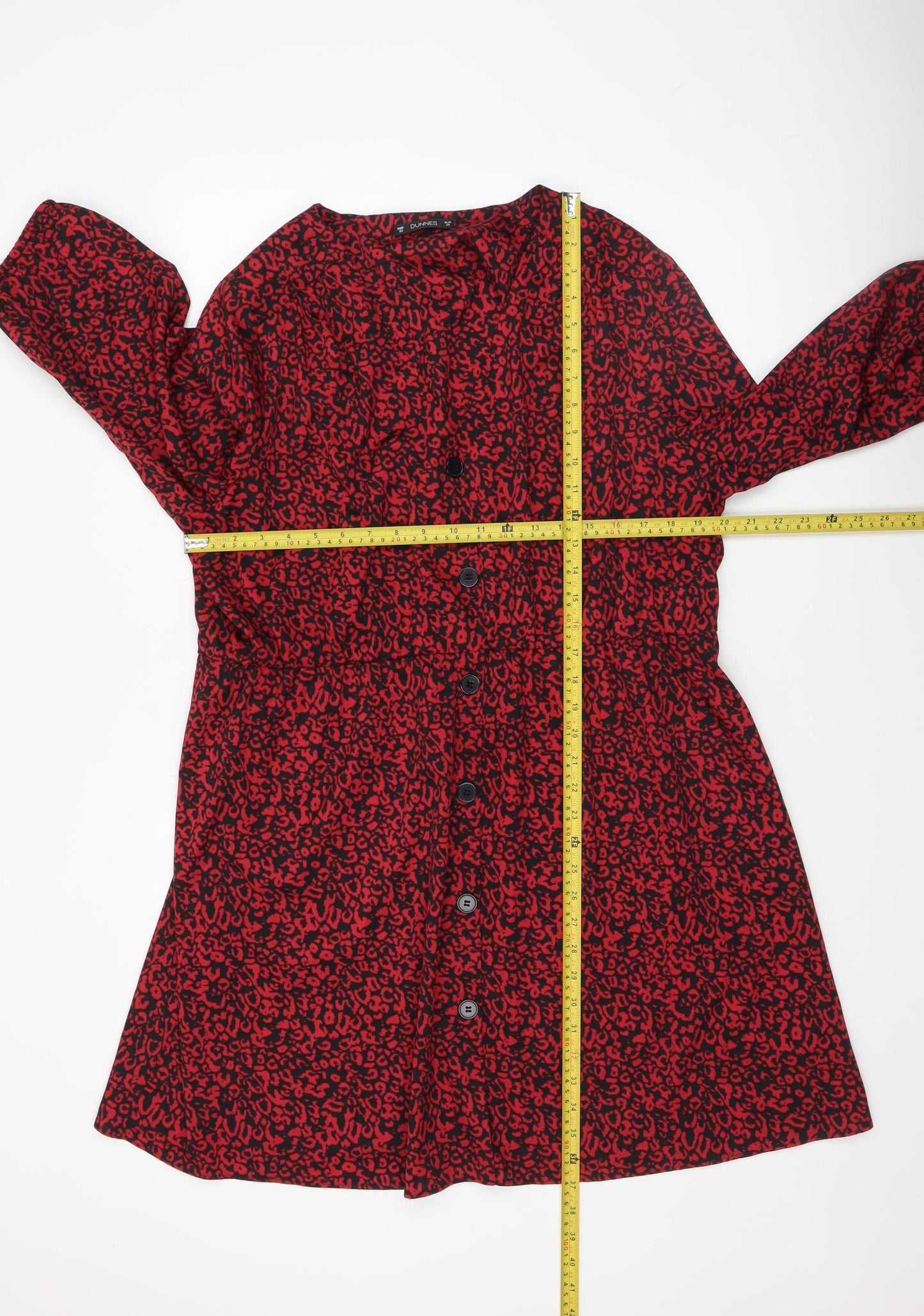 Dunnes Women Red Animal Print Button Front Shirt Dress Size 20