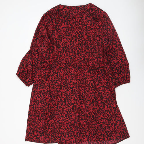 Dunnes Women Red Animal Print Button Front Shirt Dress Size 20