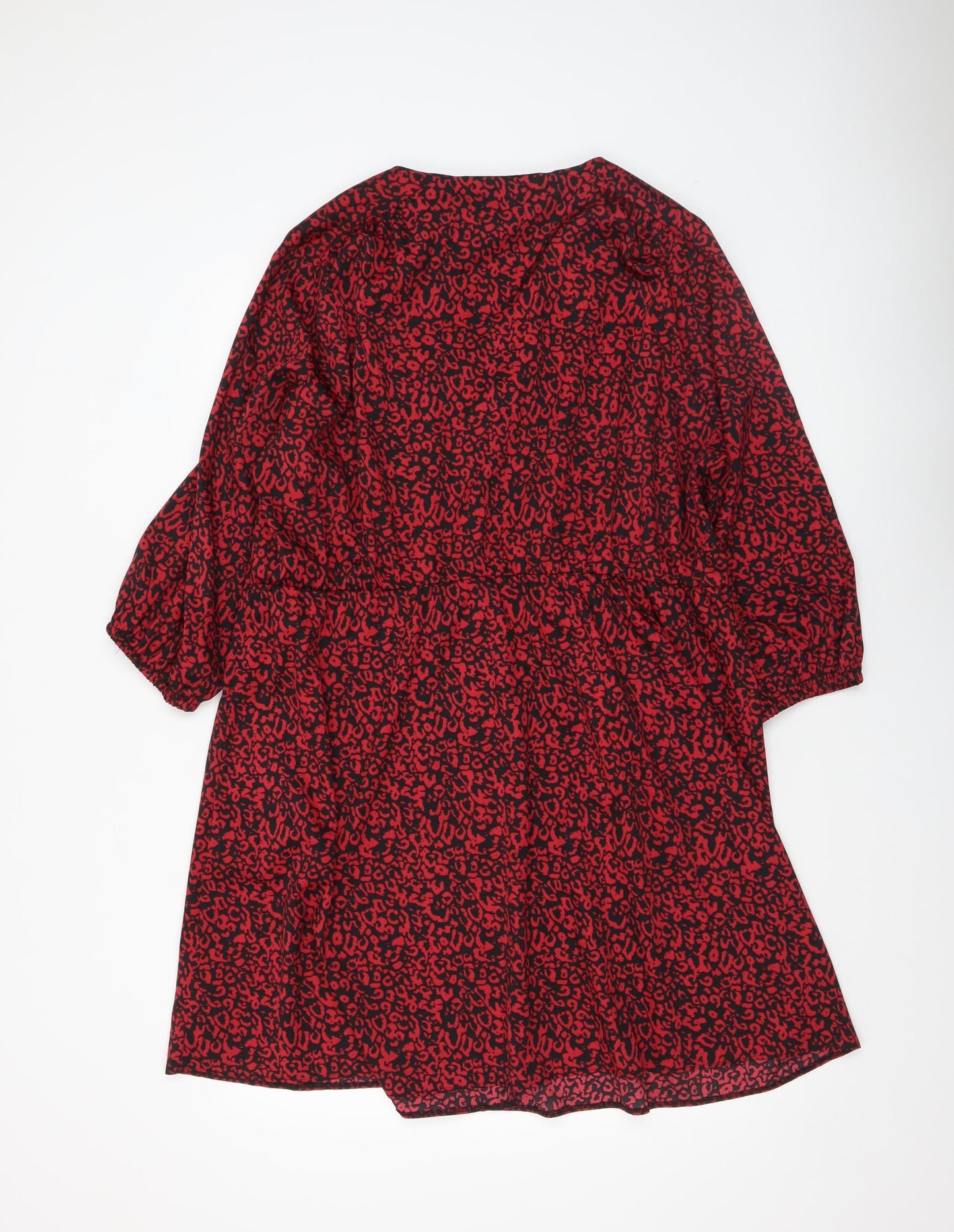 Dunnes Women Red Animal Print Button Front Shirt Dress Size 20