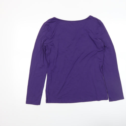 Together Women's Purple Lace Beaded Long Sleeve Jersey Top Size 12