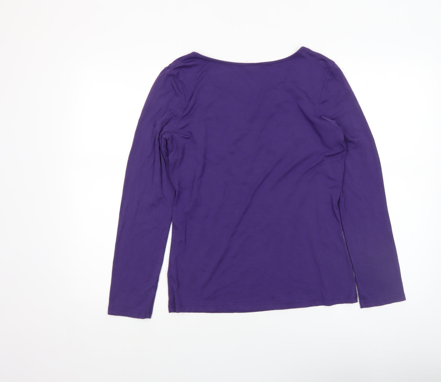 Together Women's Purple Lace Beaded Long Sleeve Jersey Top Size 12