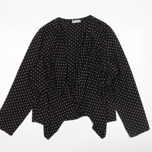Wallis Women Black Polka Dot Open Front Lightweight Jacket L
