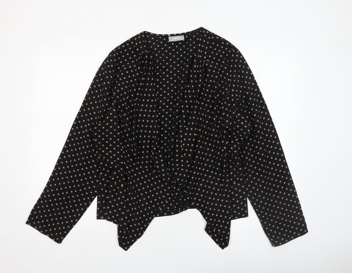 Wallis Women Black Polka Dot Open Front Lightweight Jacket L