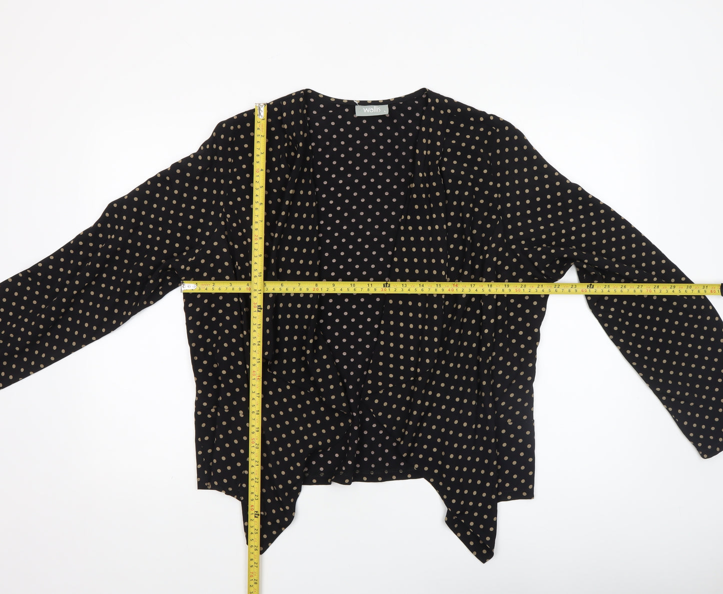 Wallis Women Black Polka Dot Open Front Lightweight Jacket L
