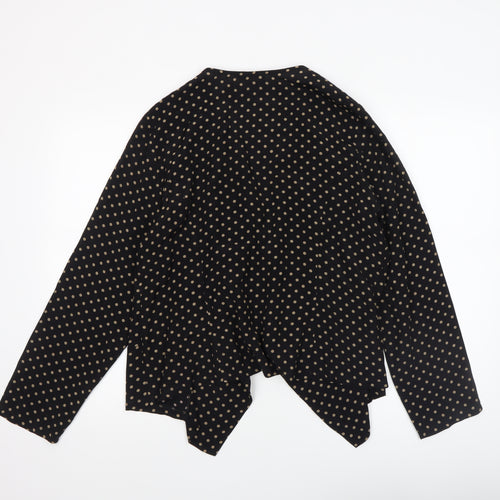 Wallis Women Black Polka Dot Open Front Lightweight Jacket L
