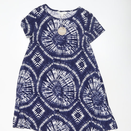 Apricot Women Blue Tie Dye T-Shirt Dress Size 10 Short Sleeve
