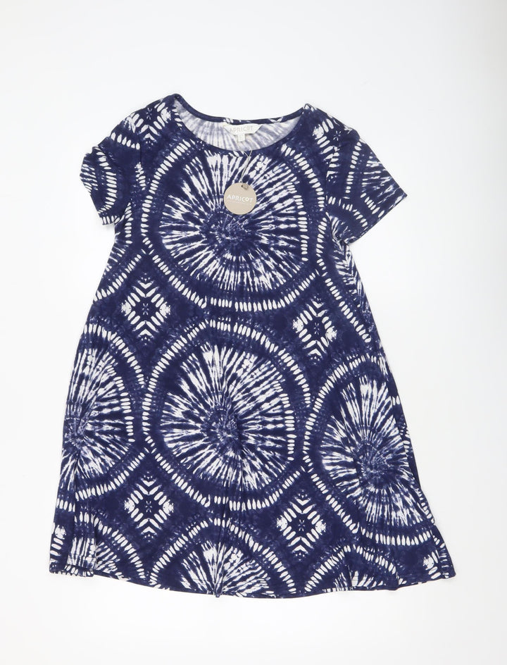 Apricot Women Blue Tie Dye T-Shirt Dress Size 10 Short Sleeve
