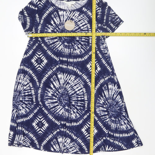 Apricot Women Blue Tie Dye T-Shirt Dress Size 10 Short Sleeve