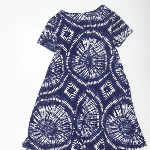Apricot Women Blue Tie Dye T-Shirt Dress Size 10 Short Sleeve