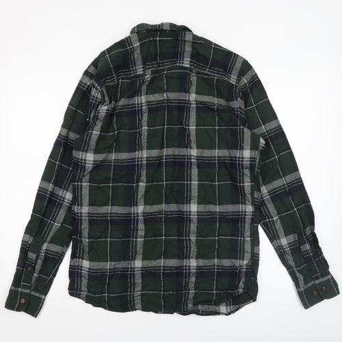 Jack & Jones Men's Green Plaid Button-Down Flannel Shirt M