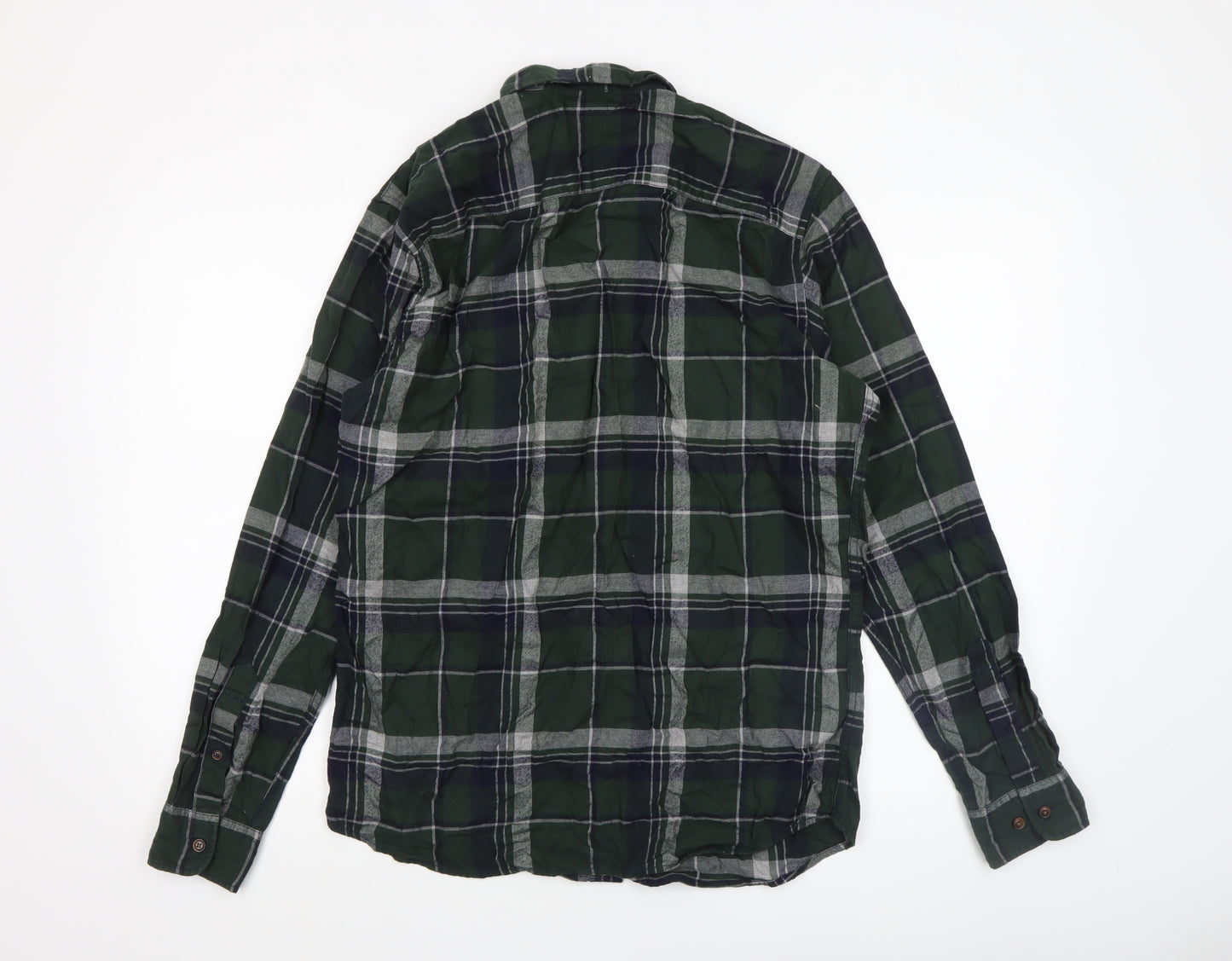 Jack & Jones Men's Green Plaid Button-Down Flannel Shirt M