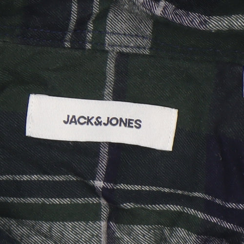 Jack & Jones Men's Green Plaid Button-Down Flannel Shirt M