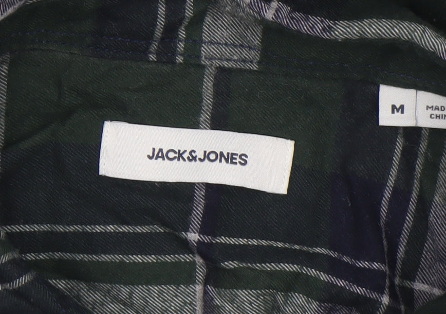 Jack & Jones Men's Green Plaid Button-Down Flannel Shirt M
