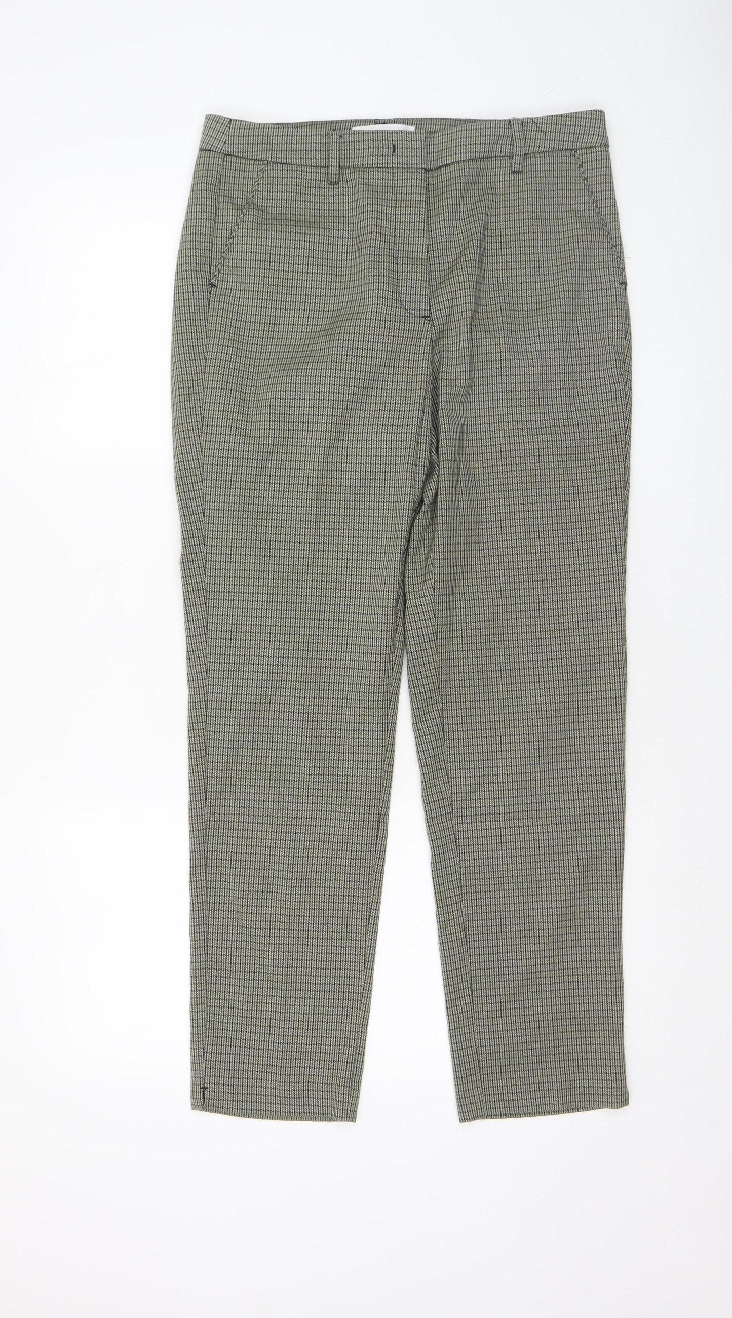 Mango Women’s Grey Check Slim Chino Trousers Size 10