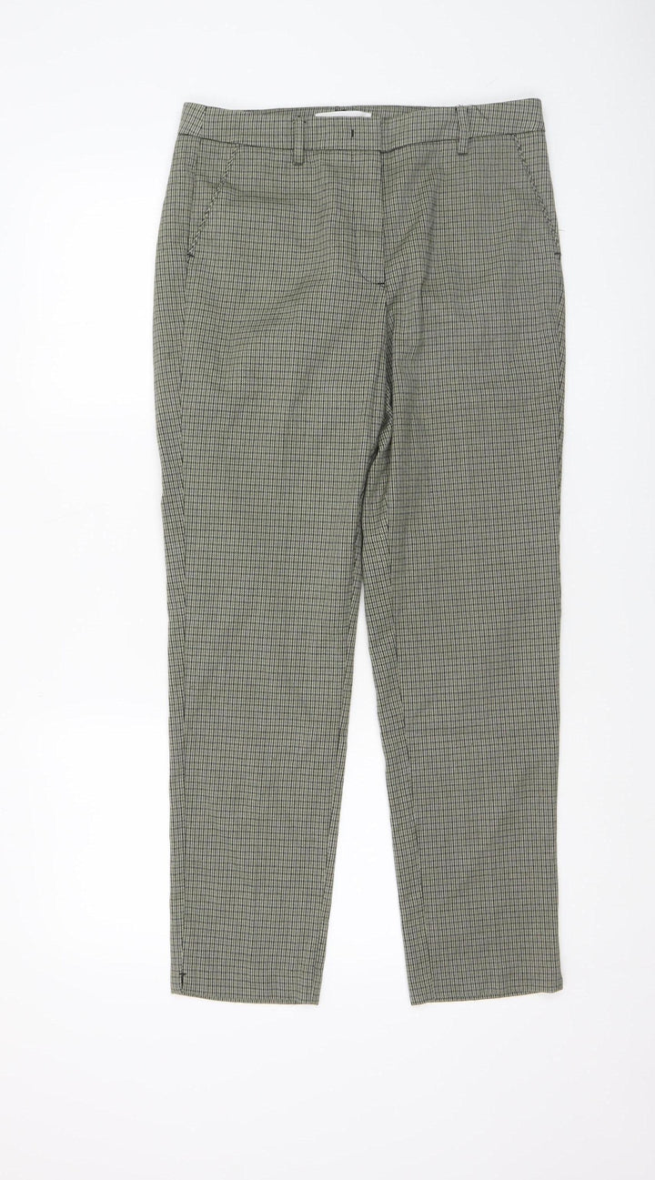 Mango Women’s Grey Check Slim Chino Trousers Size 10