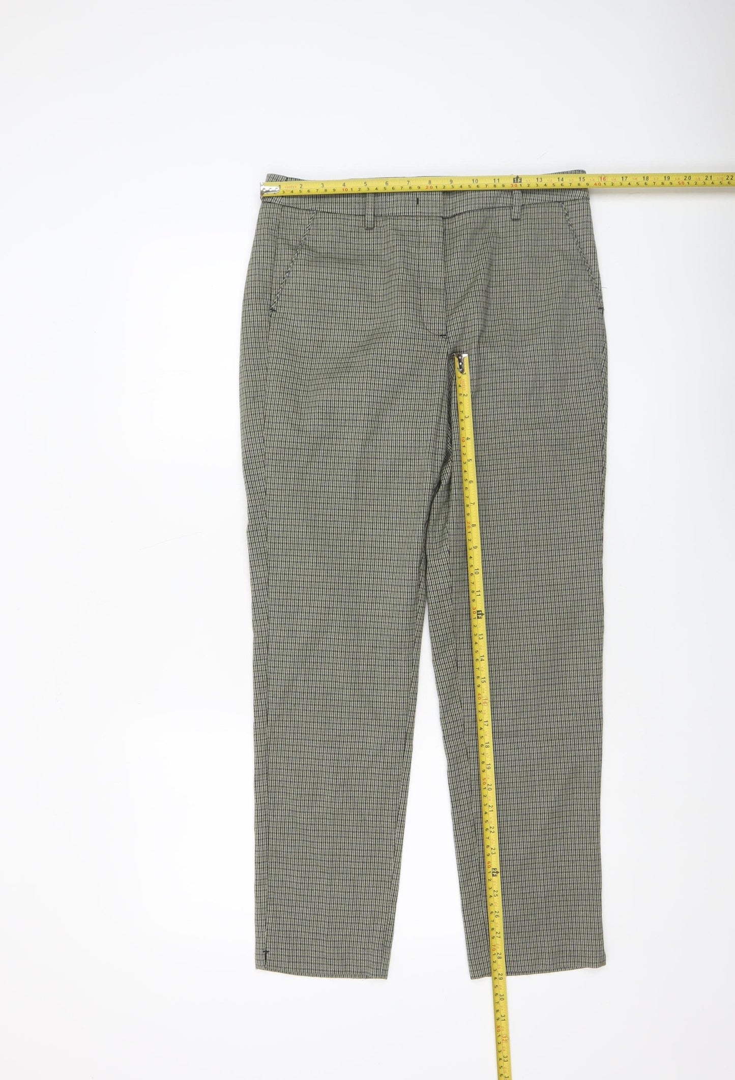 Mango Women’s Grey Check Slim Chino Trousers Size 10