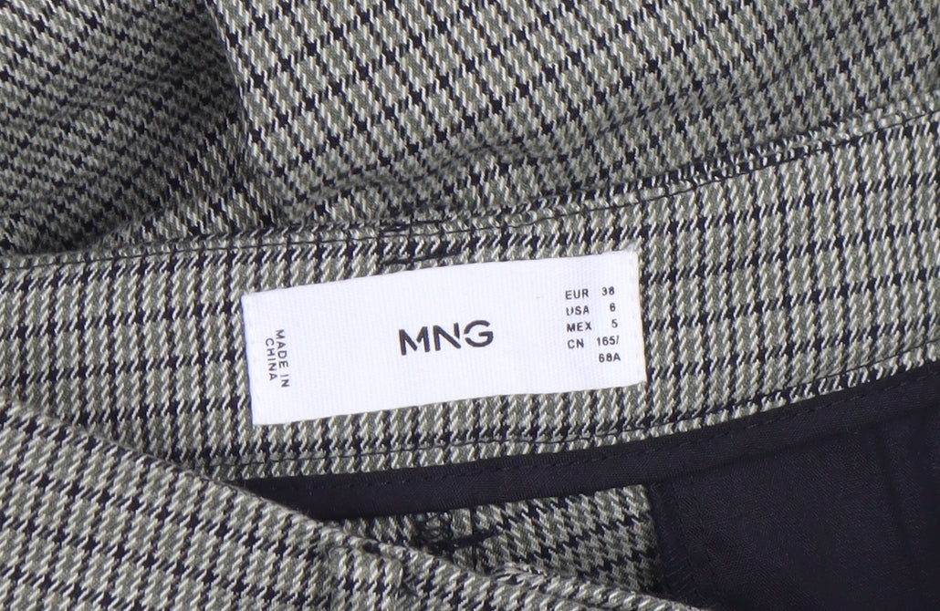 Mango Women’s Grey Check Slim Chino Trousers Size 10