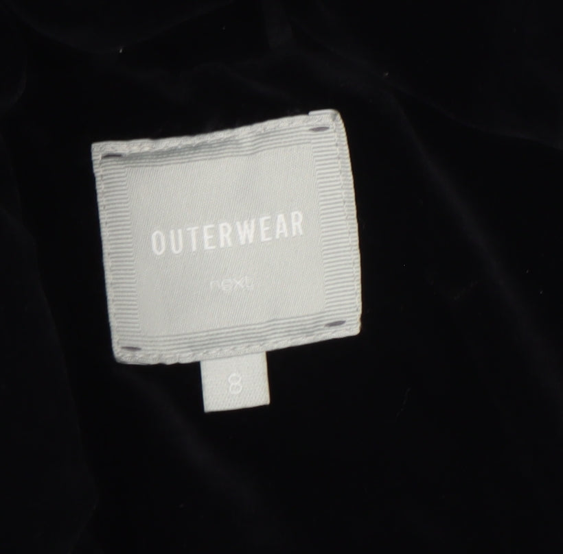 Next Women's Black Velvet Puffer Coat Size 8 Winter Zip