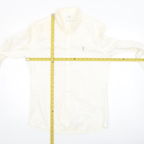 Next Men Ivory Slim Fit Cotton Stretch Long Sleeve Button-Up Shirt M