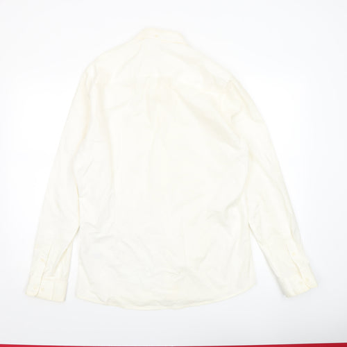 Next Men Ivory Slim Fit Cotton Stretch Long Sleeve Button-Up Shirt M