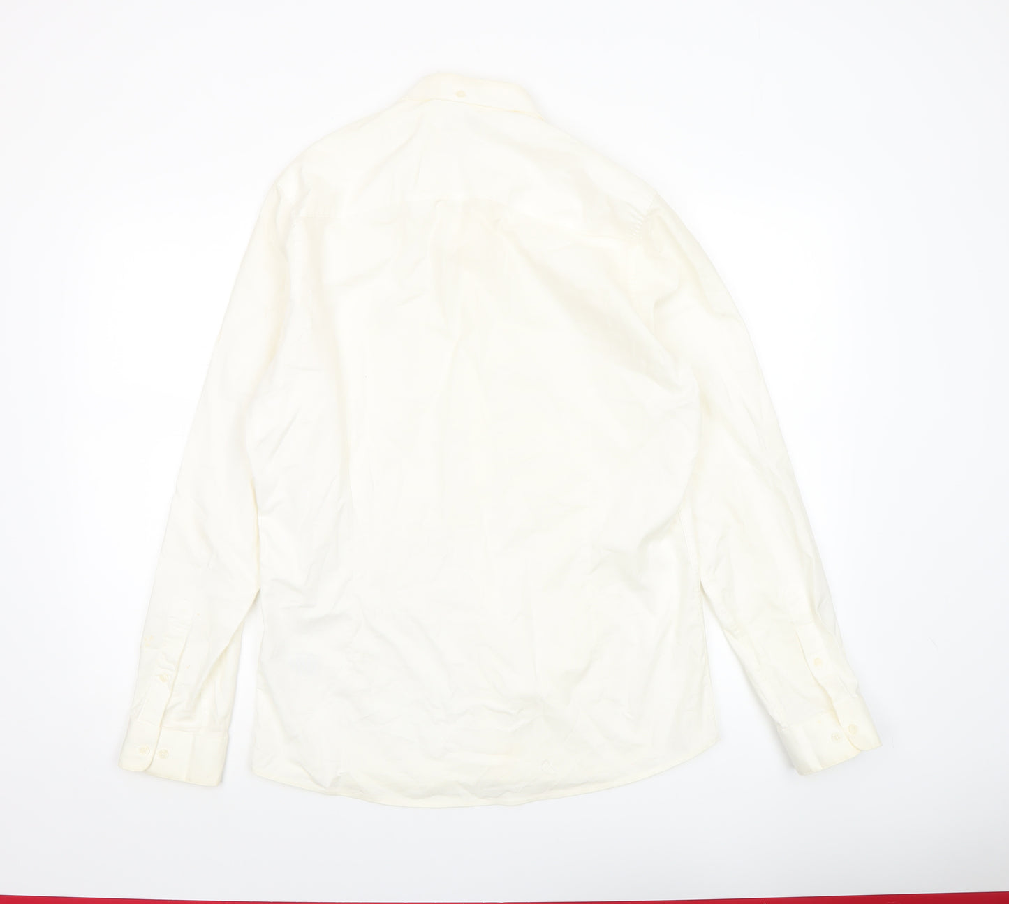 Next Men Ivory Slim Fit Cotton Stretch Long Sleeve Button-Up Shirt M
