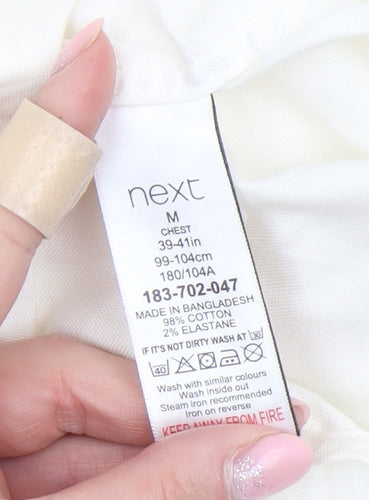 Next Men Ivory Slim Fit Cotton Stretch Long Sleeve Button-Up Shirt M