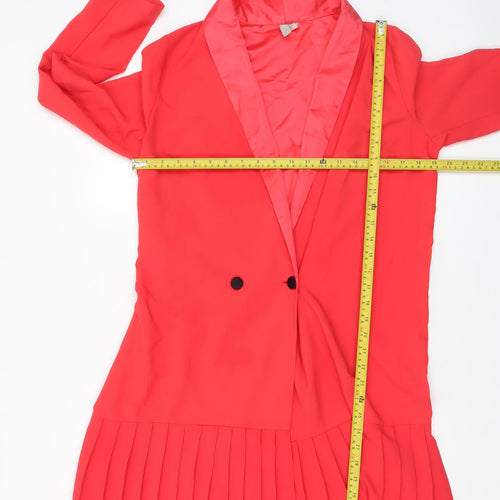ASOS Womens Red Shawl Lapel Skirt Suit UK 10 Double Breasted