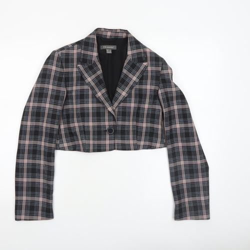 Primark Women’s Multicoloured Checked Cropped Blazer Size 8