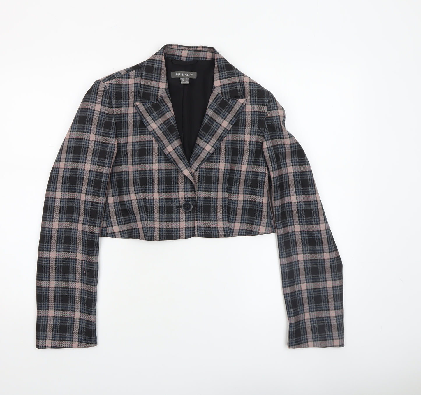 Primark Women’s Multicoloured Checked Cropped Blazer Size 8