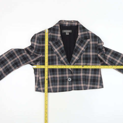 Primark Women’s Multicoloured Checked Cropped Blazer Size 8