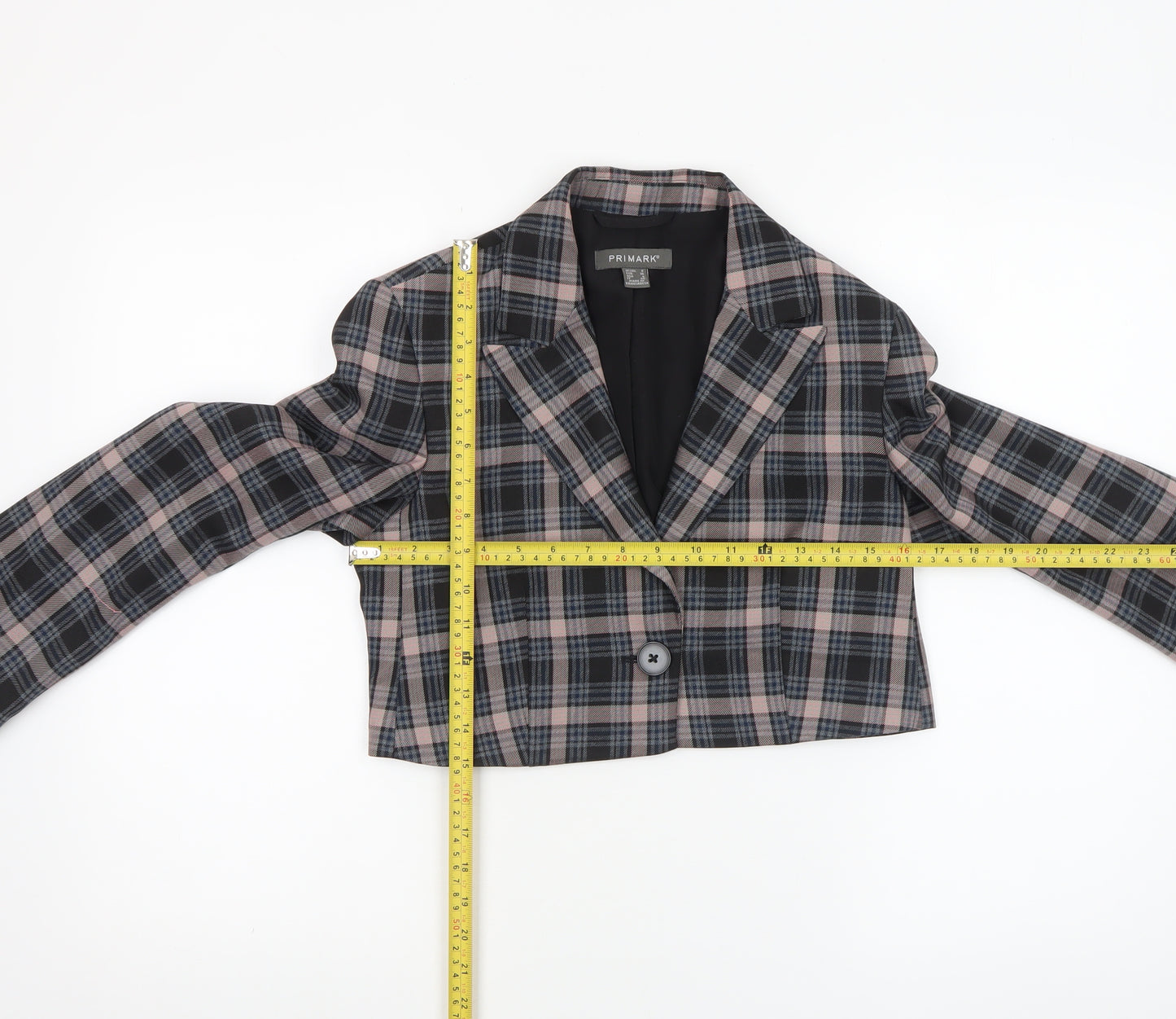 Primark Women’s Multicoloured Checked Cropped Blazer Size 8