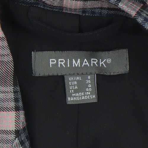 Primark Women’s Multicoloured Checked Cropped Blazer Size 8