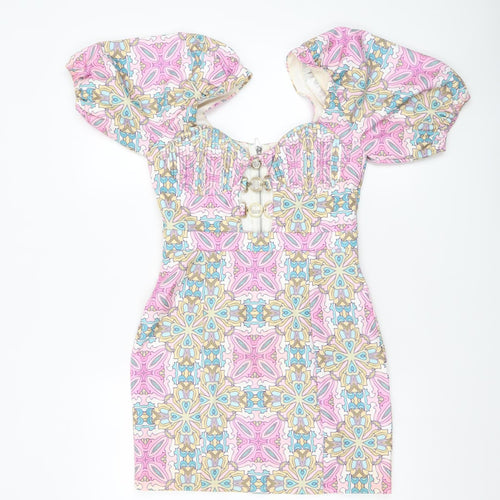 Missguided Petite Women’s Multicoloured Size 6 Bodycon Short Dress