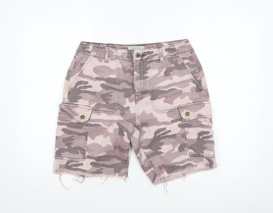 New Look Women’s Beige Camouflage Cargo Shorts UK 10 100% Cotton