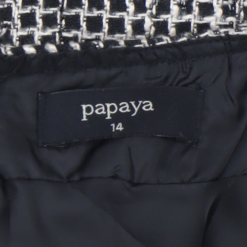 Papaya Womens Black Check Tweed Pencil Skirt Size 14