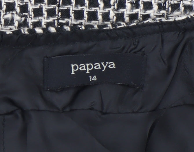 Papaya Womens Black Check Tweed Pencil Skirt Size 14
