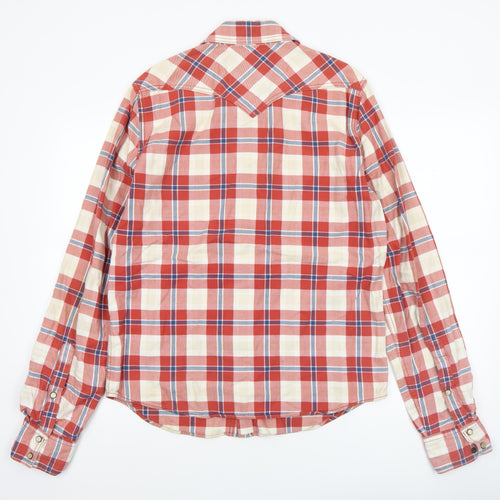 Hollister Men’s Red Plaid Long Sleeve Cotton Button-Up Shirt L