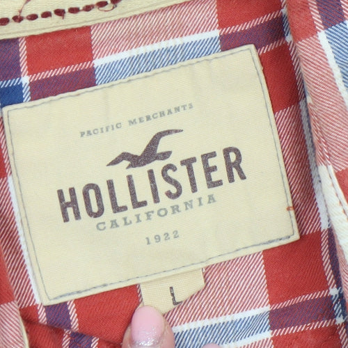Hollister Men’s Red Plaid Long Sleeve Cotton Button-Up Shirt L