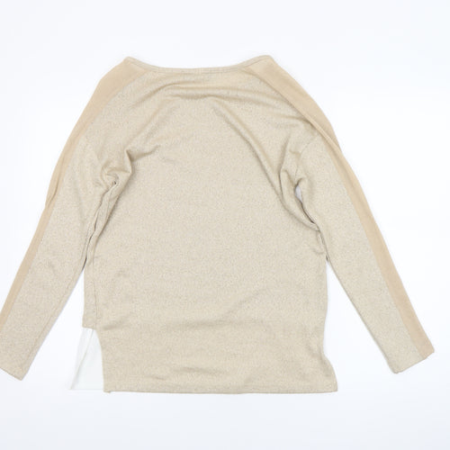 Zara Women Beige Knit Tunic Blouse Size S Long Sleeve Lightweight