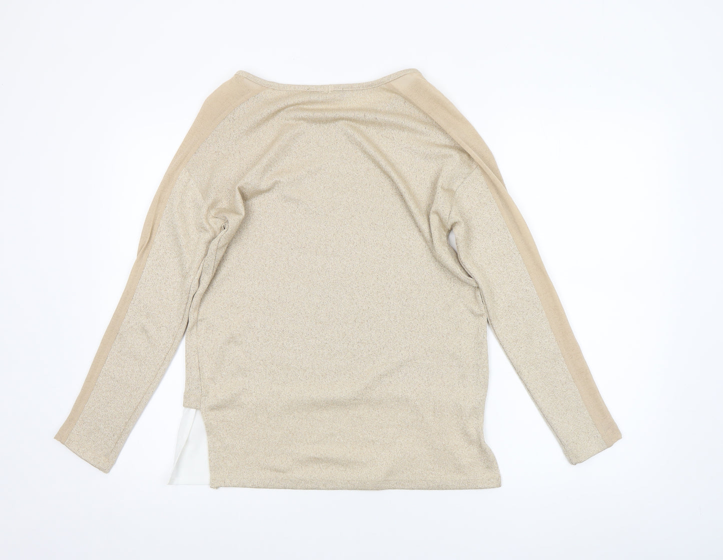 Zara Women Beige Knit Tunic Blouse Size S Long Sleeve Lightweight