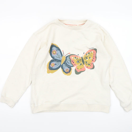 Fat Face Girls Ivory Butterfly Print Pullover Sweatshirt 10-11 Years