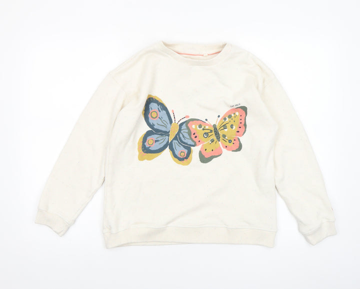 Fat Face Girls Ivory Butterfly Print Pullover Sweatshirt 10-11 Years