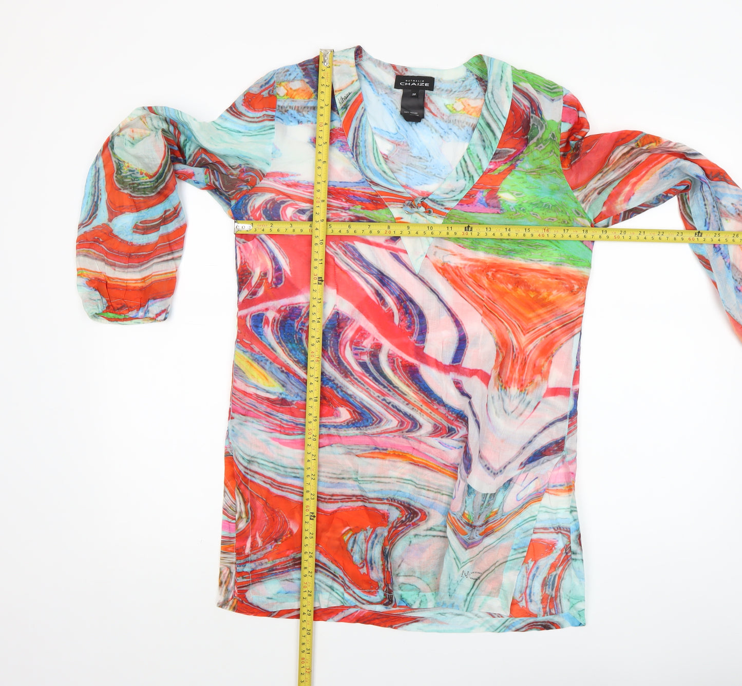 Nathalie Chaize Womens Multicoloured Cotton Tunic Blouse Size 10