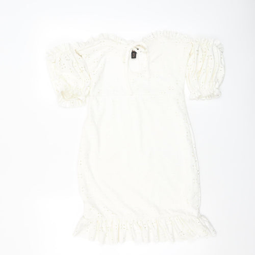 Pink Vanilla Women’s Ivory Off Shoulder Ruffle Bodycon Dress Size 8