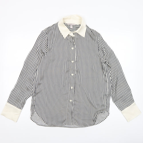 H&M Women's Multicoloured Striped Button-Up Blouse Size XS