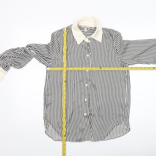 H&M Women's Multicoloured Striped Button-Up Blouse Size XS