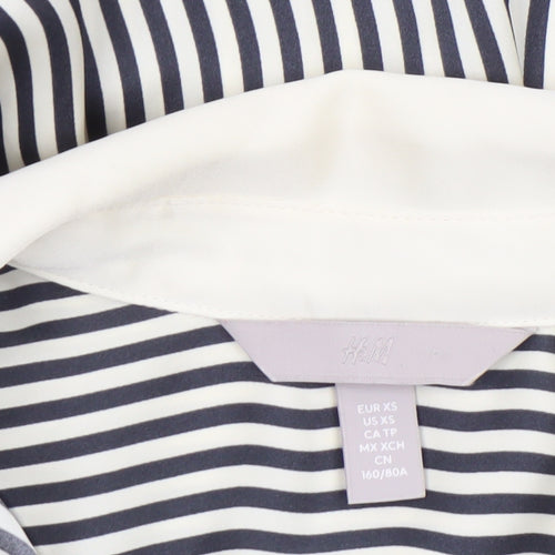 H&M Women's Multicoloured Striped Button-Up Blouse Size XS